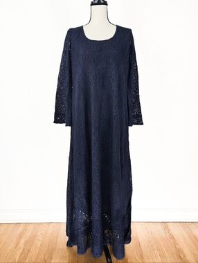 🦋LAST🦋 NWT Blue Boheme Ibiza Cotton Lace Maxi Dress, Coal